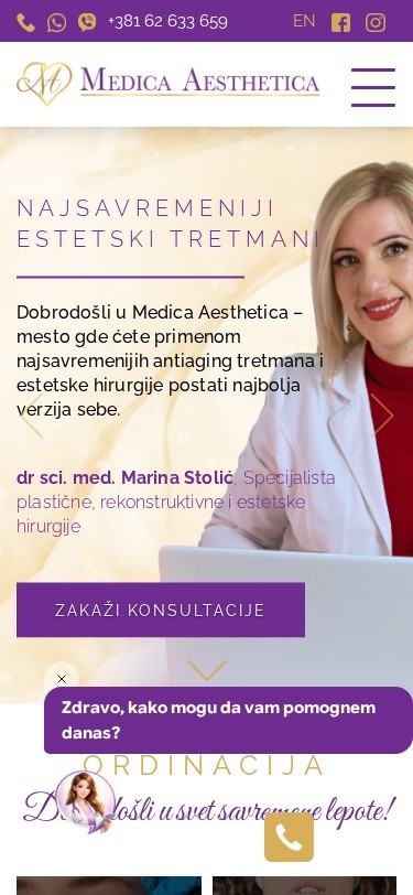 Medica Aesthetica — izgled na telefonu