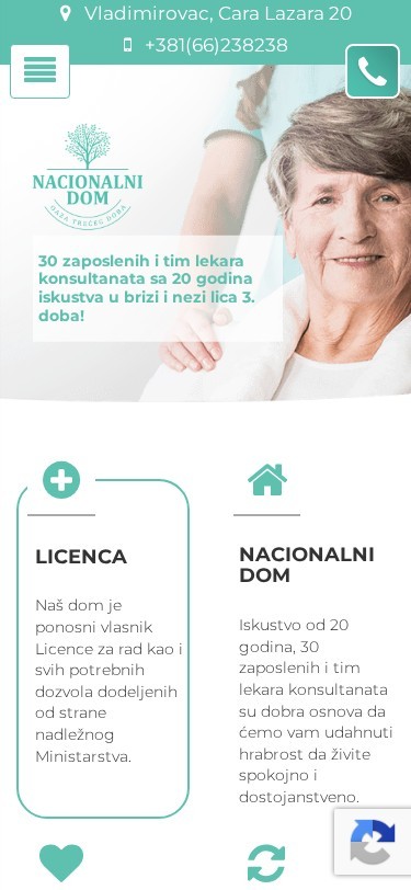 Nacionalni dom — izgled na telefonu