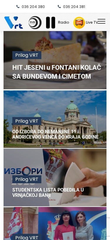 RTV Banja — izgled na telefonu
