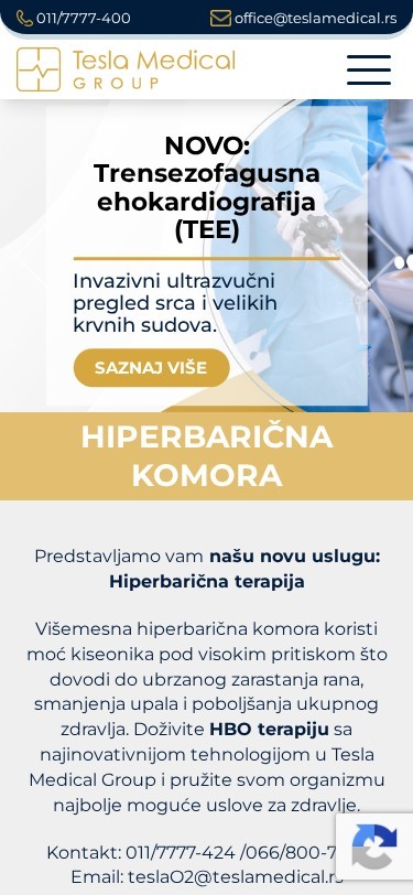 Tesla Medical Group — izgled na telefonu