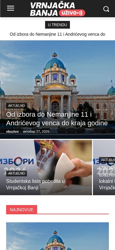 Banja Uživo — izgled na telefonu
